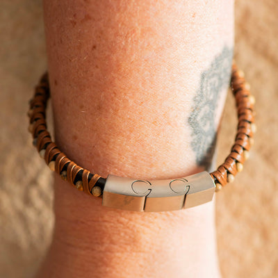 Men's Leather Bracelet Thick Band Brown