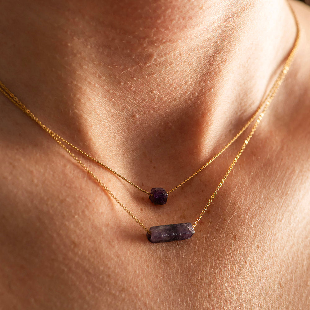 Double Chain Crystal Gold Coated Necklace