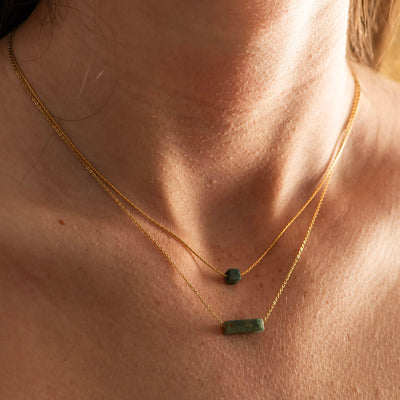Double Chain Crystal Gold Coated Necklace