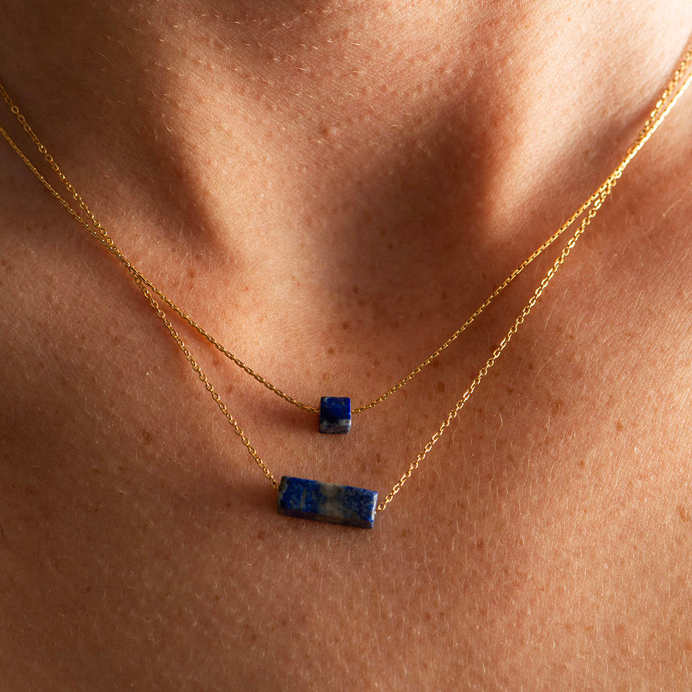 Double Chain Crystal Gold Coated Necklace