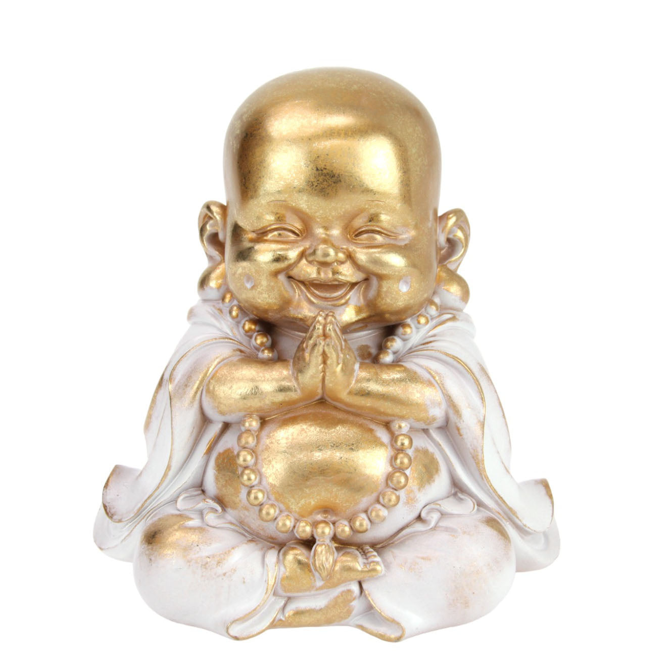Buddha Statue Praying Gold/Grey 21cm Karma Living
