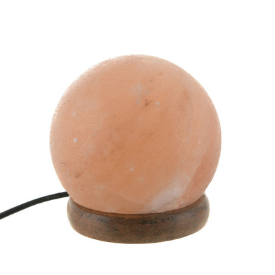 SALT LAMP USB Globe Natural Wood Base 8cm