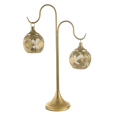 Metal Lantern Tree Two Hooks Gold 57cm