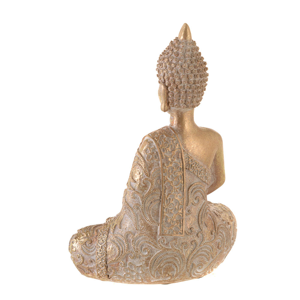 Buddha Statue Hands in Lap Gold & White 15cm