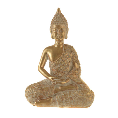 Buddha Statue Hands in Lap Gold & White 15cm