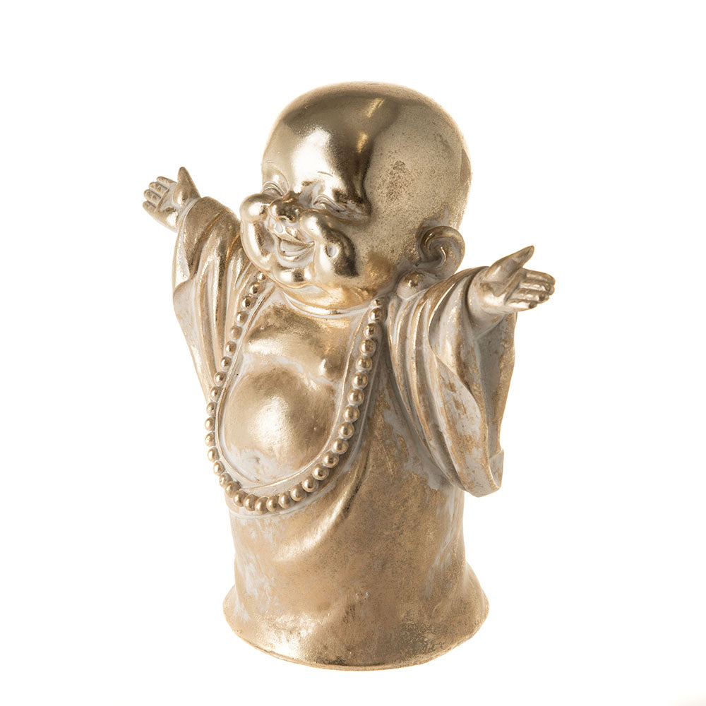 Buddha Standing Statue Gold & White 26x26cm