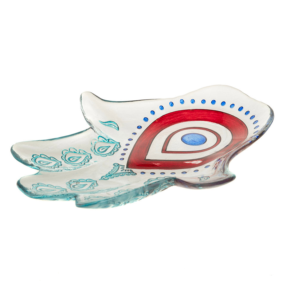 Hamsa Plate Red & Turquoise 32cm