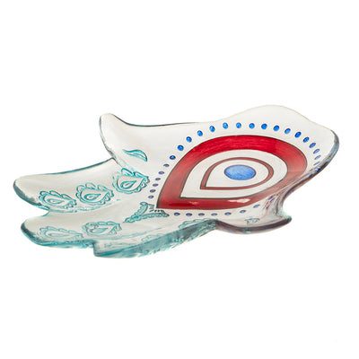 Hamsa Plate Red & Turquoise 32cm