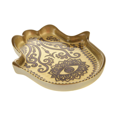 Hamsa Plate Gold & Plum 21x17x3cm
