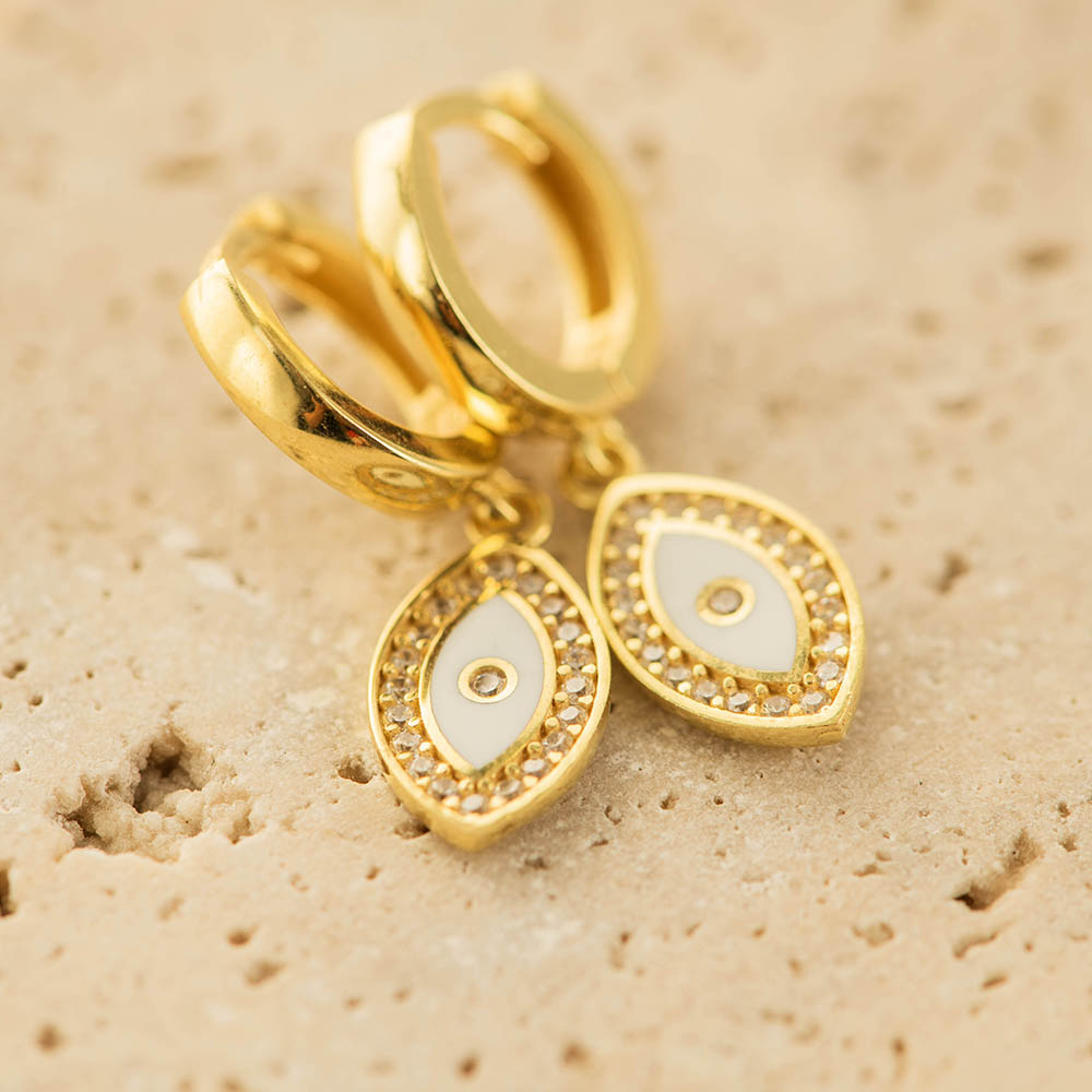 Evil Eye Earings CZ Silver Gold Coated