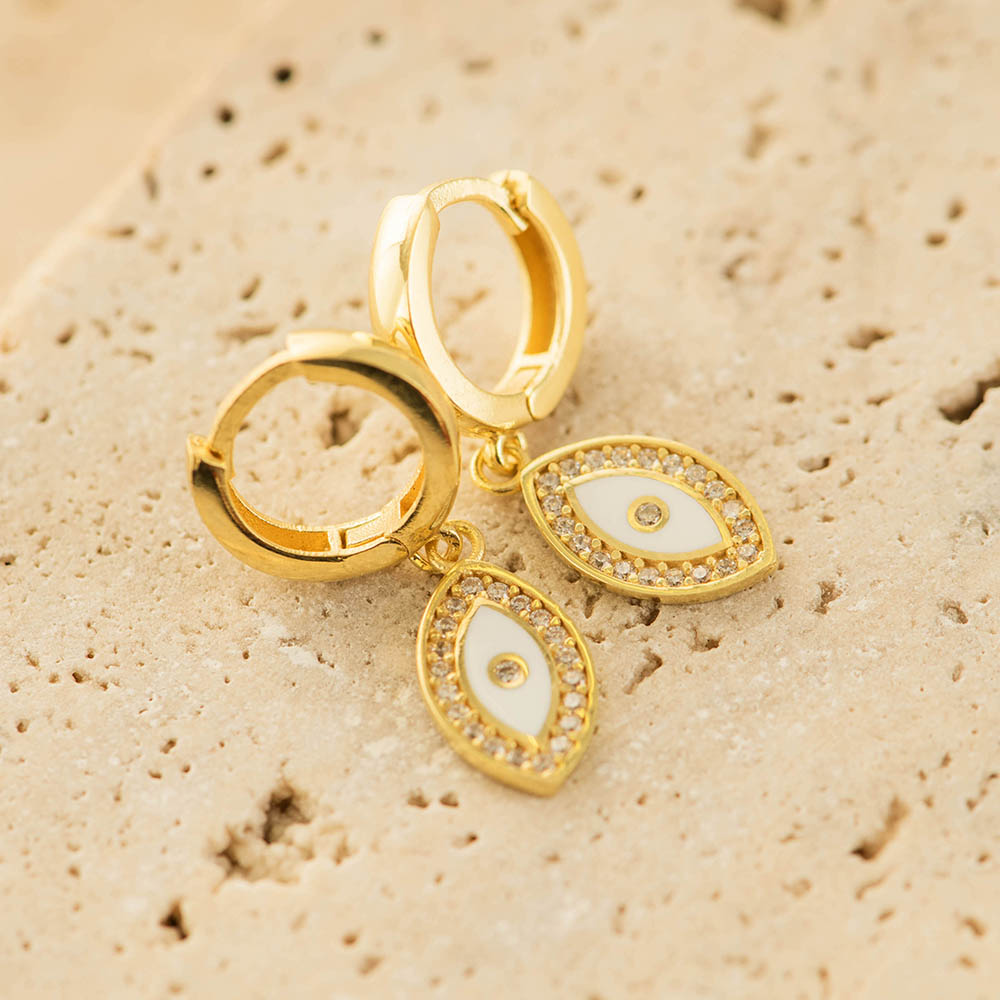 Evil Eye Earings CZ Silver Gold Coated