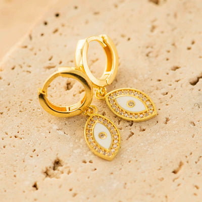 Evil Eye Earings CZ Silver Gold Coated