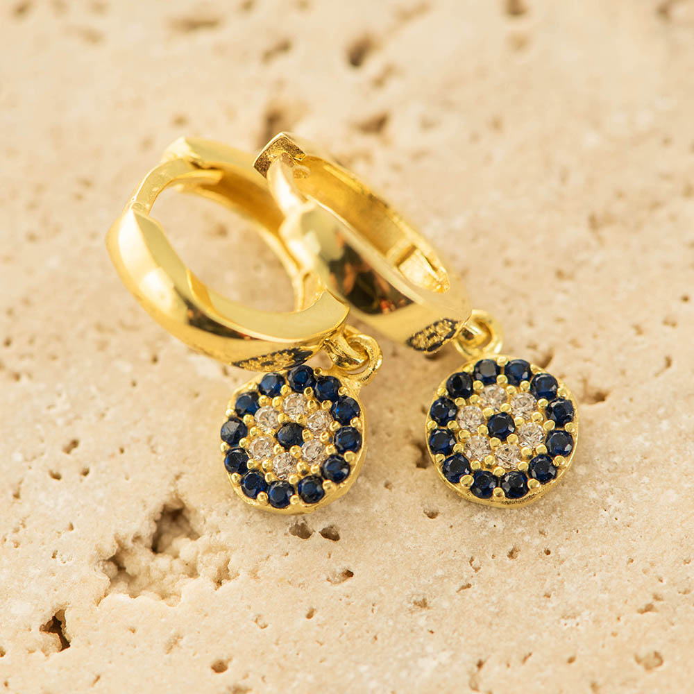 Multi Evil Eye Earrings Silver Gold Coated