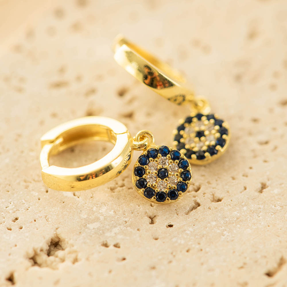 Multi Evil Eye Earrings Silver Gold Coated