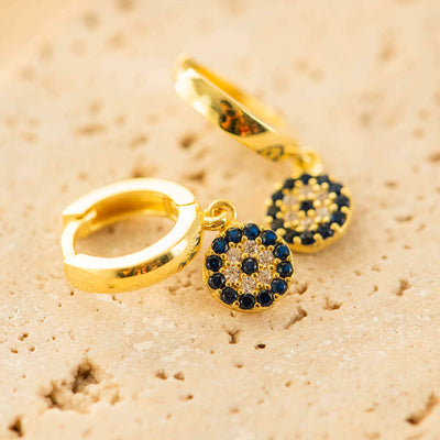 Multi Evil Eye Earrings Silver Gold Coated