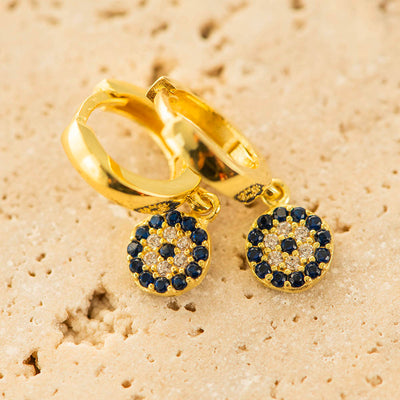 Multi Evil Eye Earrings Silver Gold Coated