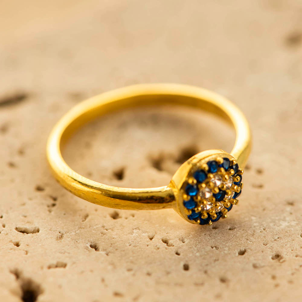 Multi Evil Eye Ring Silver Gold Coated