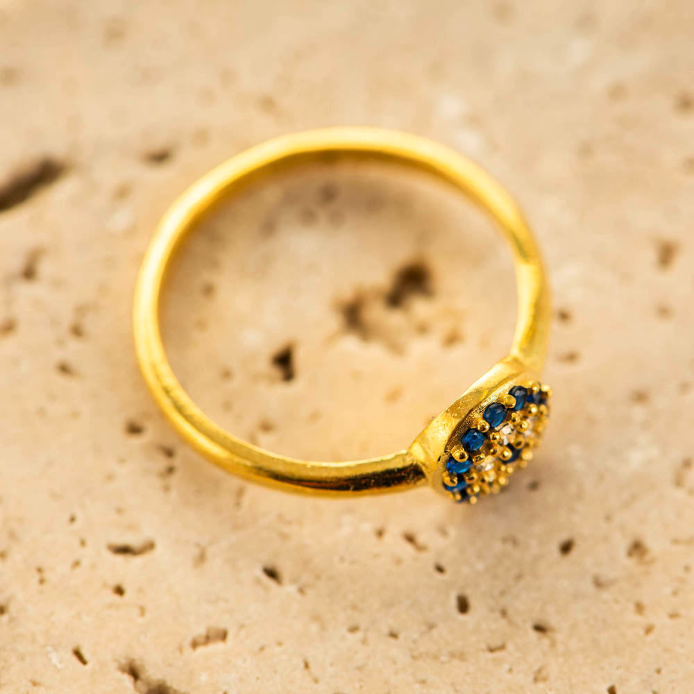 Multi Evil Eye Ring Silver Gold Coated