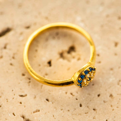 Multi Evil Eye Ring Silver Gold Coated