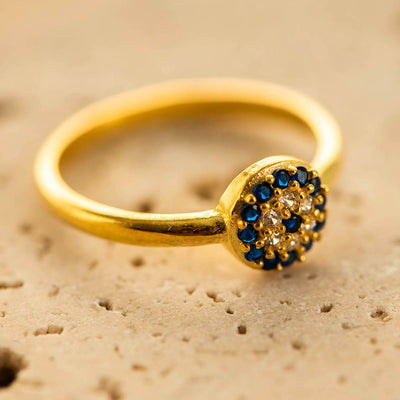 Multi Evil Eye Ring Silver Gold Coated