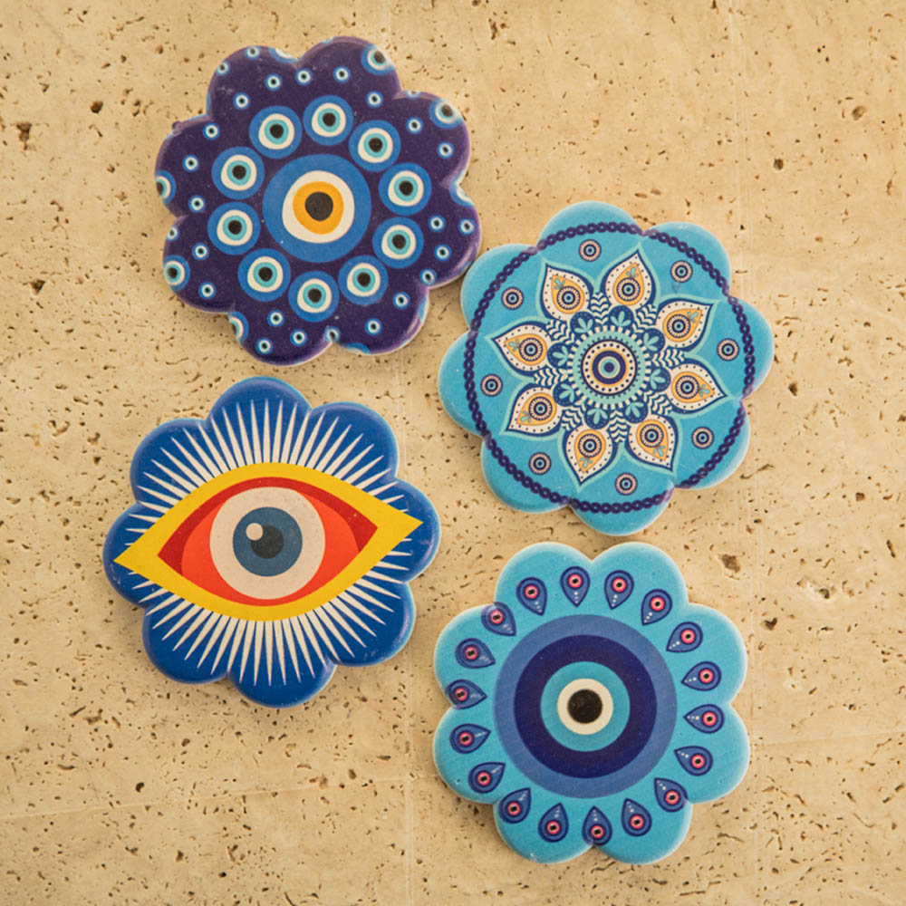Ceramic Coaster Evil Eye Set of 4