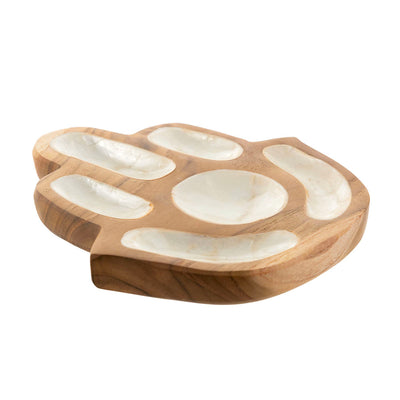 Hamsa Capiz & Wood Bowl 14x16cm