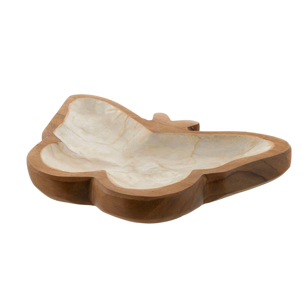 Butterfly Capiz & Wood Bowl 17x12cm