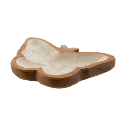 Butterfly Capiz & Wood Bowl 17x12cm