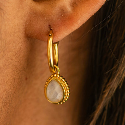 Moonstone Hoop Earrings Gold Plated