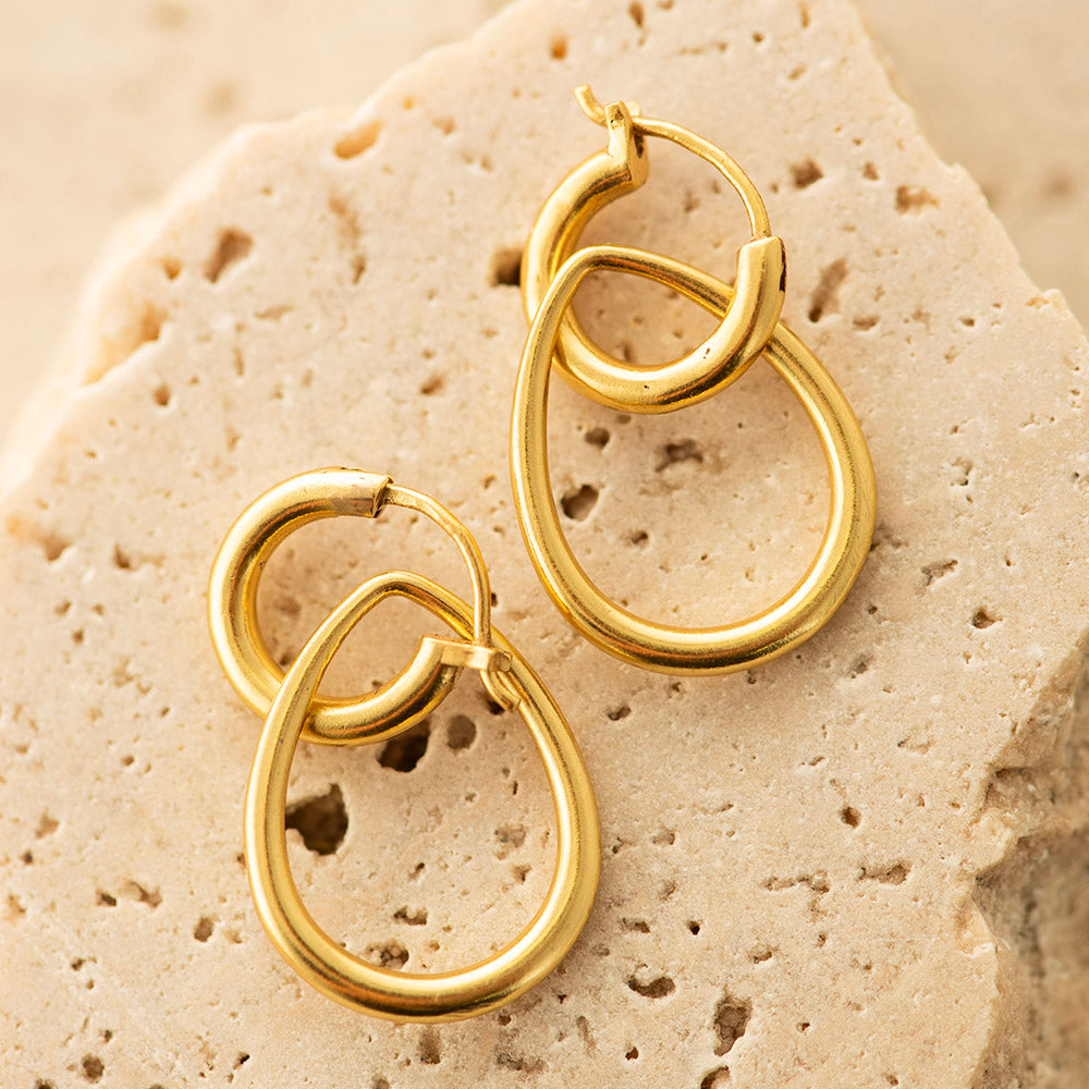 Double Hoop Earrings Gold Plated