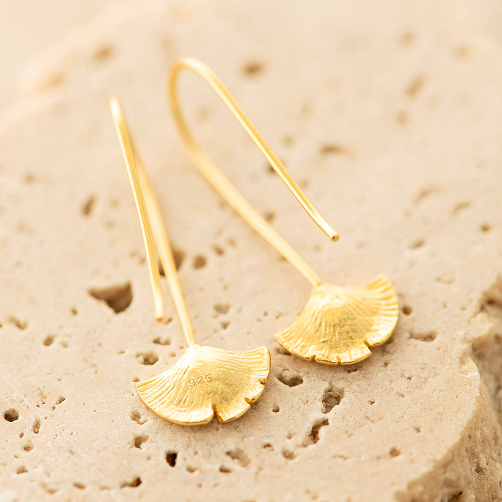 Gingko Earrings Silver Gold Plated
