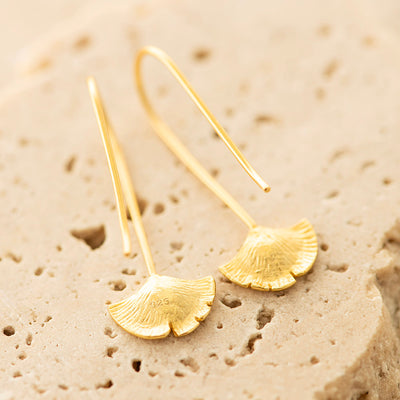 Gingko Earrings Silver Gold Plated
