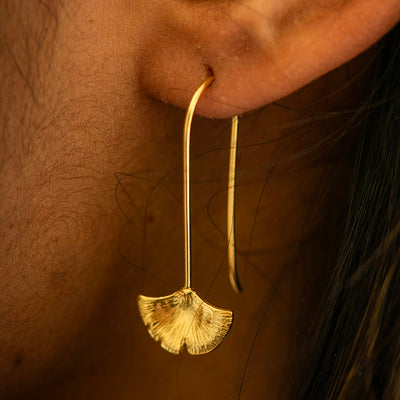 Gingko Earrings Silver Gold Plated