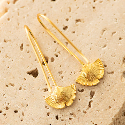 Gingko Earrings Silver Gold Plated