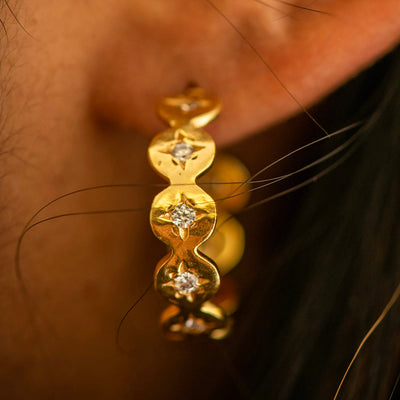 CZ Hoop Earrings Gold Plated