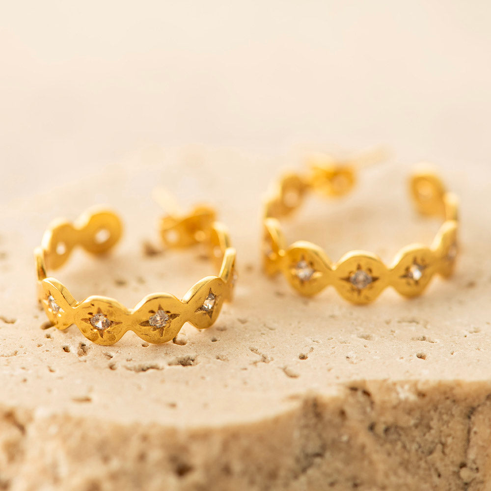 CZ Hoop Earrings Gold Plated