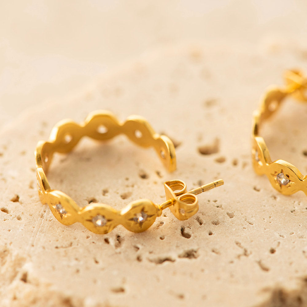CZ Hoop Earrings Gold Plated