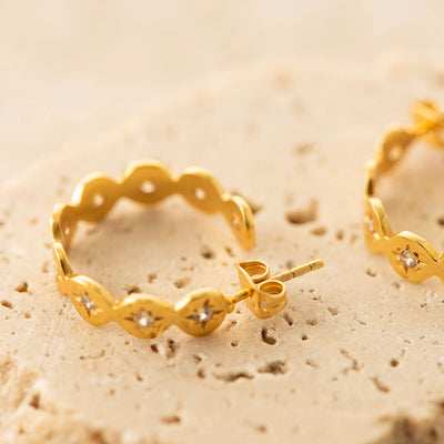CZ Hoop Earrings Gold Plated