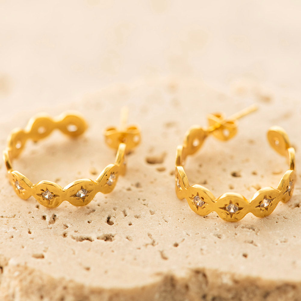 CZ Hoop Earrings Gold Plated