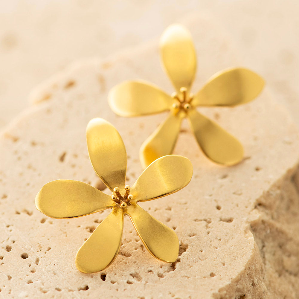 Flower Earrings Gold Plated
