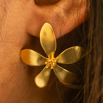 Flower Earrings Gold Plated