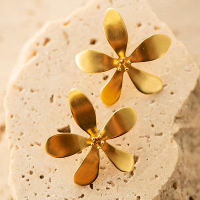 Flower Earrings Gold Plated