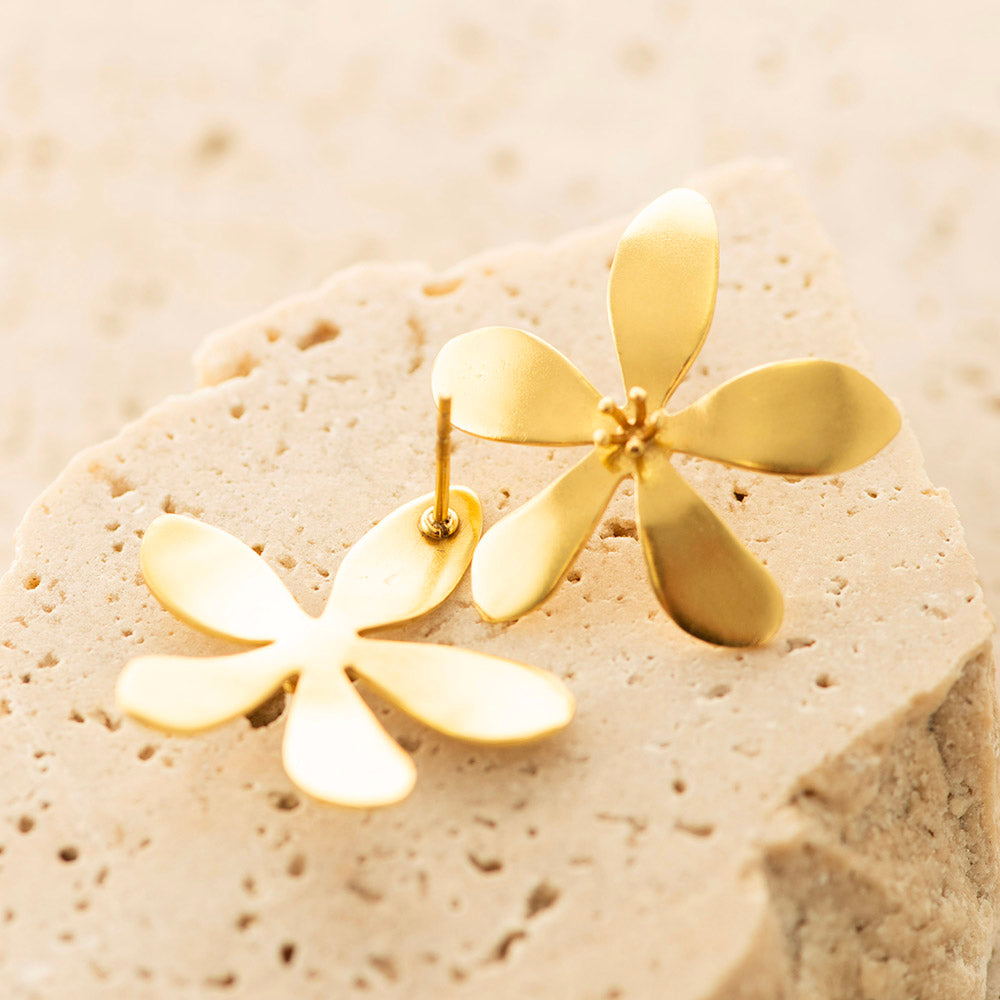 Flower Earrings Gold Plated