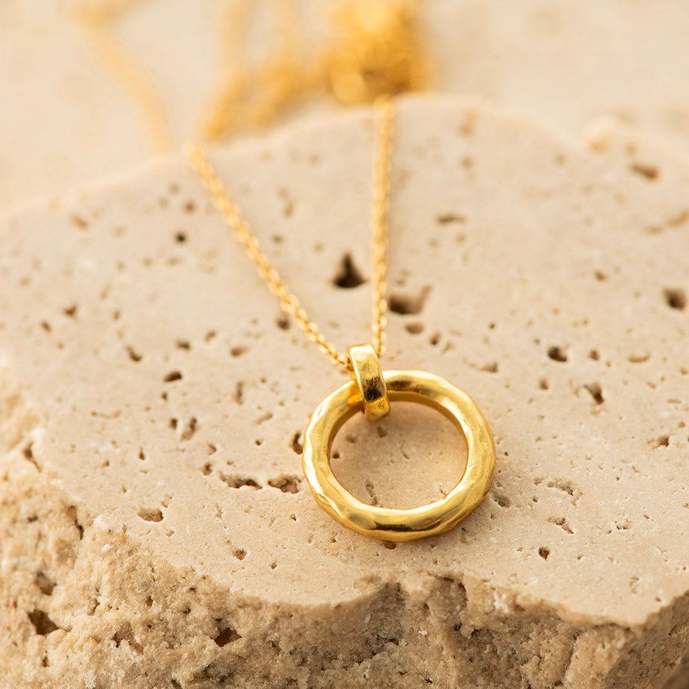 Hammered Charm Necklace Gold Plated