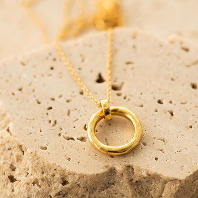 Hammered Charm Necklace Gold Plated