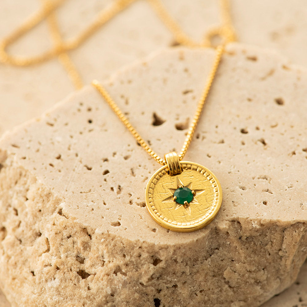 Green Onyx Necklace Gold Plated