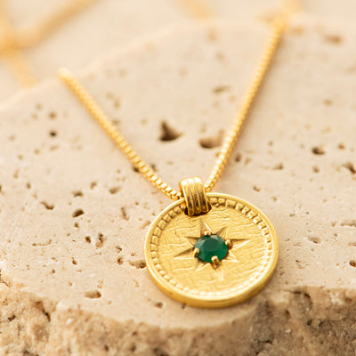 Green Onyx Necklace Gold Plated