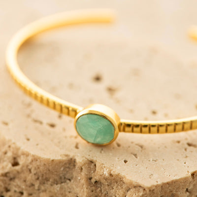 Amazonite Bangle Gold Plated