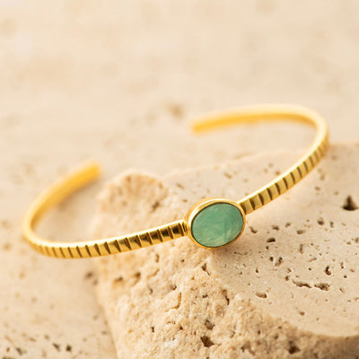 Amazonite Bangle Gold Plated