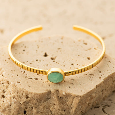 Amazonite Bangle Gold Plated